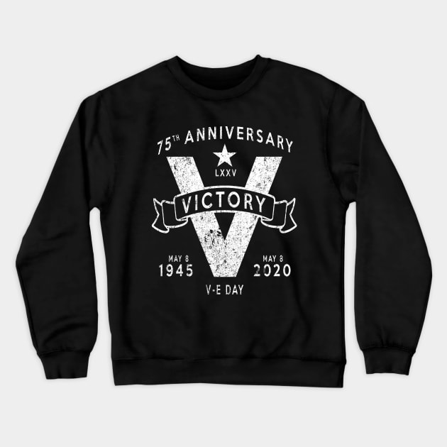 V-E Day 75th Anniversary V for Victory Vintage White Crewneck Sweatshirt by DesignedForFlight